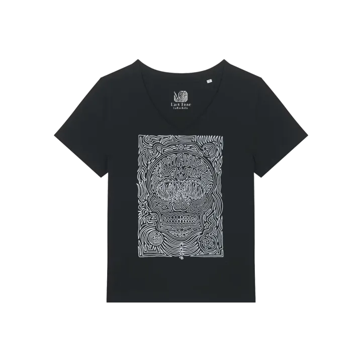 	T-shirt Femme Col V - CALAVERA BLANCA - Label BOSSI 