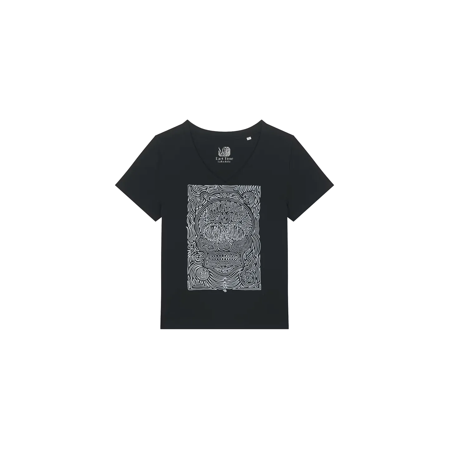 	T-shirt Femme Col V - CALAVERA BLANCA - Label BOSSI 