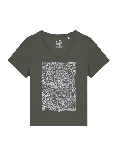 	T-shirt Femme Col V - CALAVERA BLANCA - Label BOSSI 