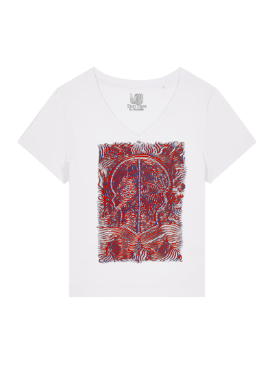 	T-shirt Femme Col V - CALAVERA ROJA - Label BOSSI 