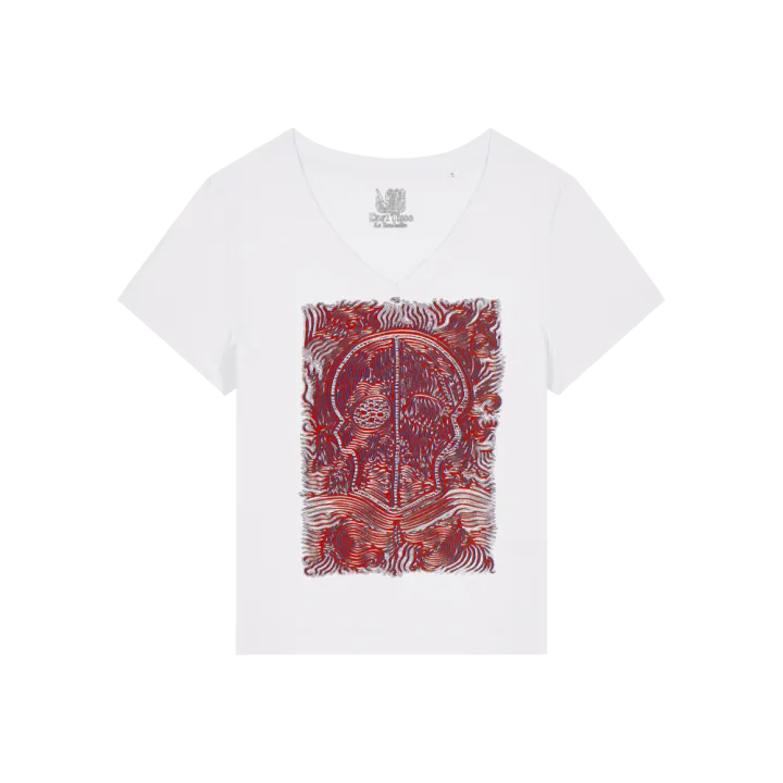 	T-shirt Femme Col V - CALAVERA ROJA - Label BOSSI 