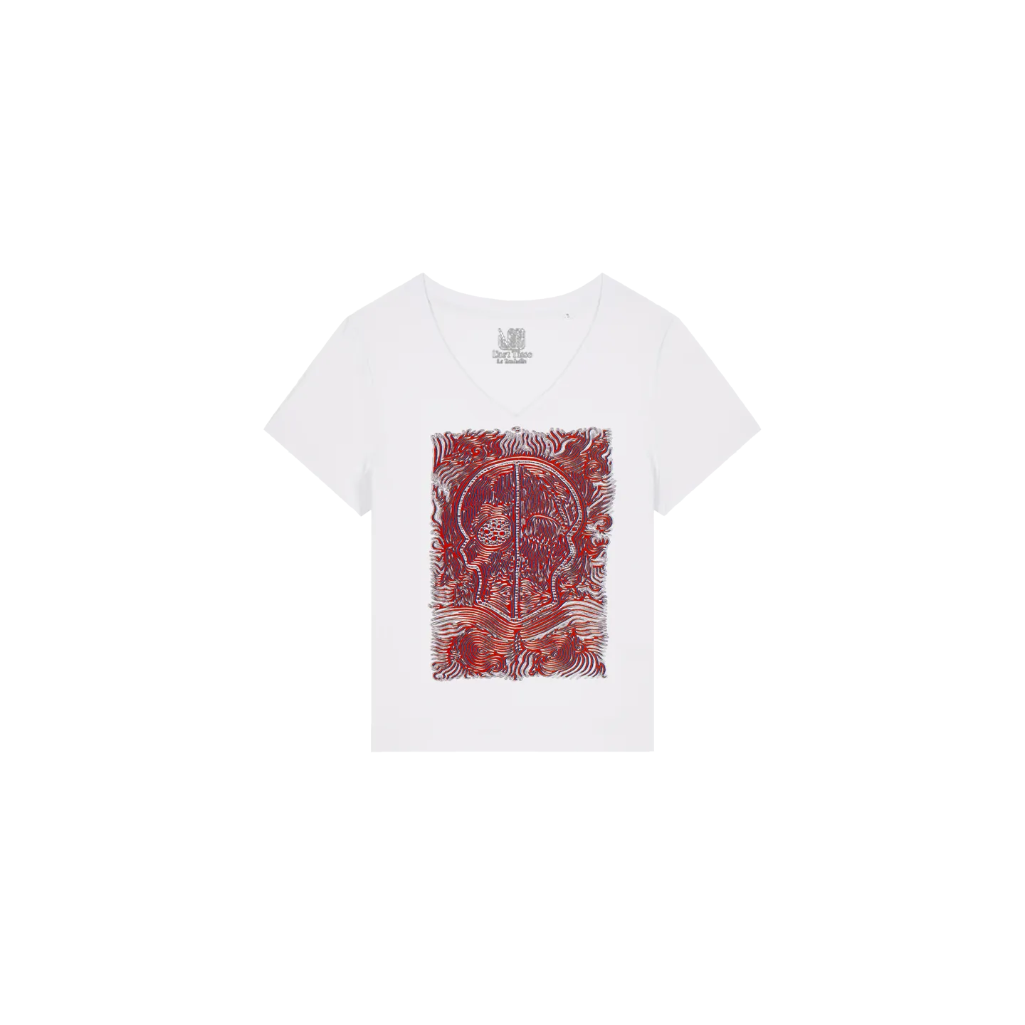 	T-shirt Femme Col V - CALAVERA ROJA - Label BOSSI 