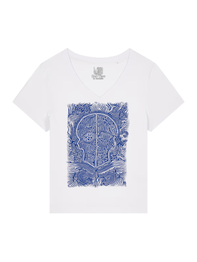 	T-shirt Femme Col V - CALAVERA AZUL - Label BOSSI 