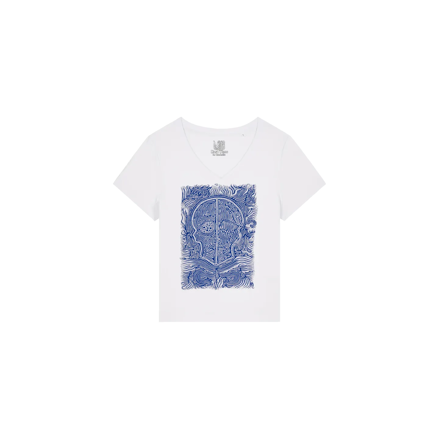 	T-shirt Femme Col V - CALAVERA AZUL - Label BOSSI 