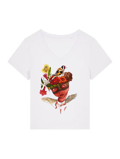 	T-shirt Femme Col V - CHARDONNERET - Label DINA 