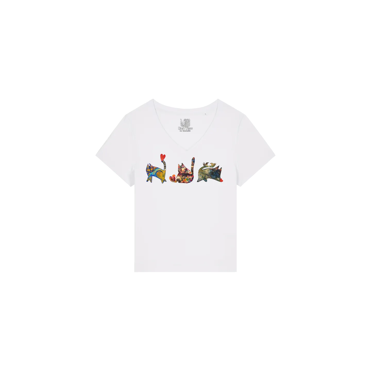 T-shirt Femme Col V  - CHATS DE COEUR - Label DINA 