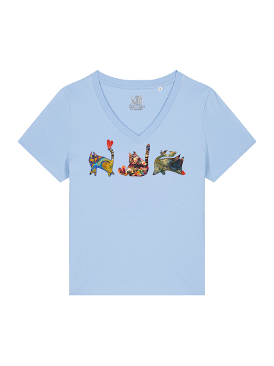 T-shirt Femme Col V  - CHATS DE COEUR - Label DINA 