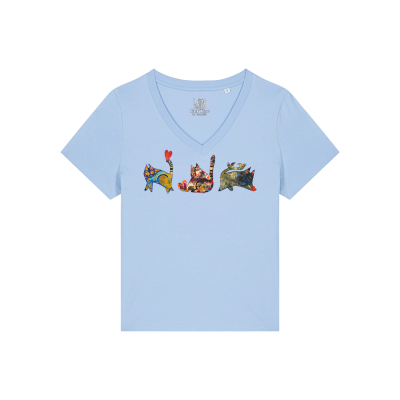 T-shirt Femme Col V  - CHATS DE COEUR - Label DINA 