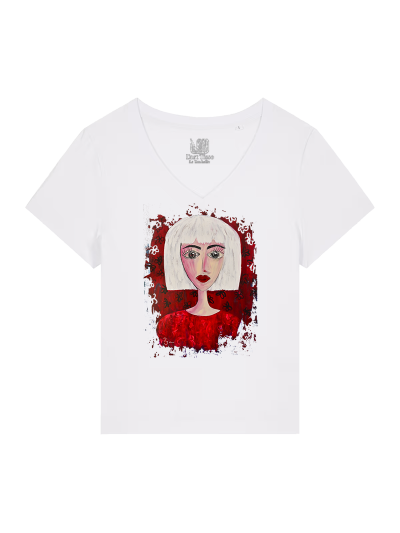 T-shirt Femme Col V - FEMME EN ROUGE - Label PYM 