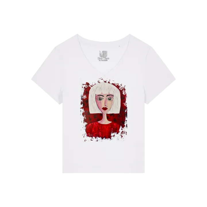 T-shirt Femme Col V - FEMME EN ROUGE - Label PYM 