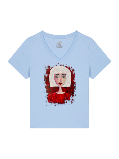 T-shirt Femme Col V - FEMME EN ROUGE - Label PYM 