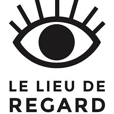Logotype de l’entreprise Le lieu de regard qui représente un œil ouvert avec des traits noirs